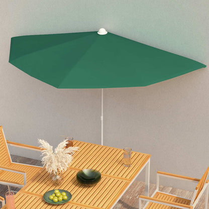 Ombrellone Semicircolare da Giardino con Palo 180x90 cm Verde