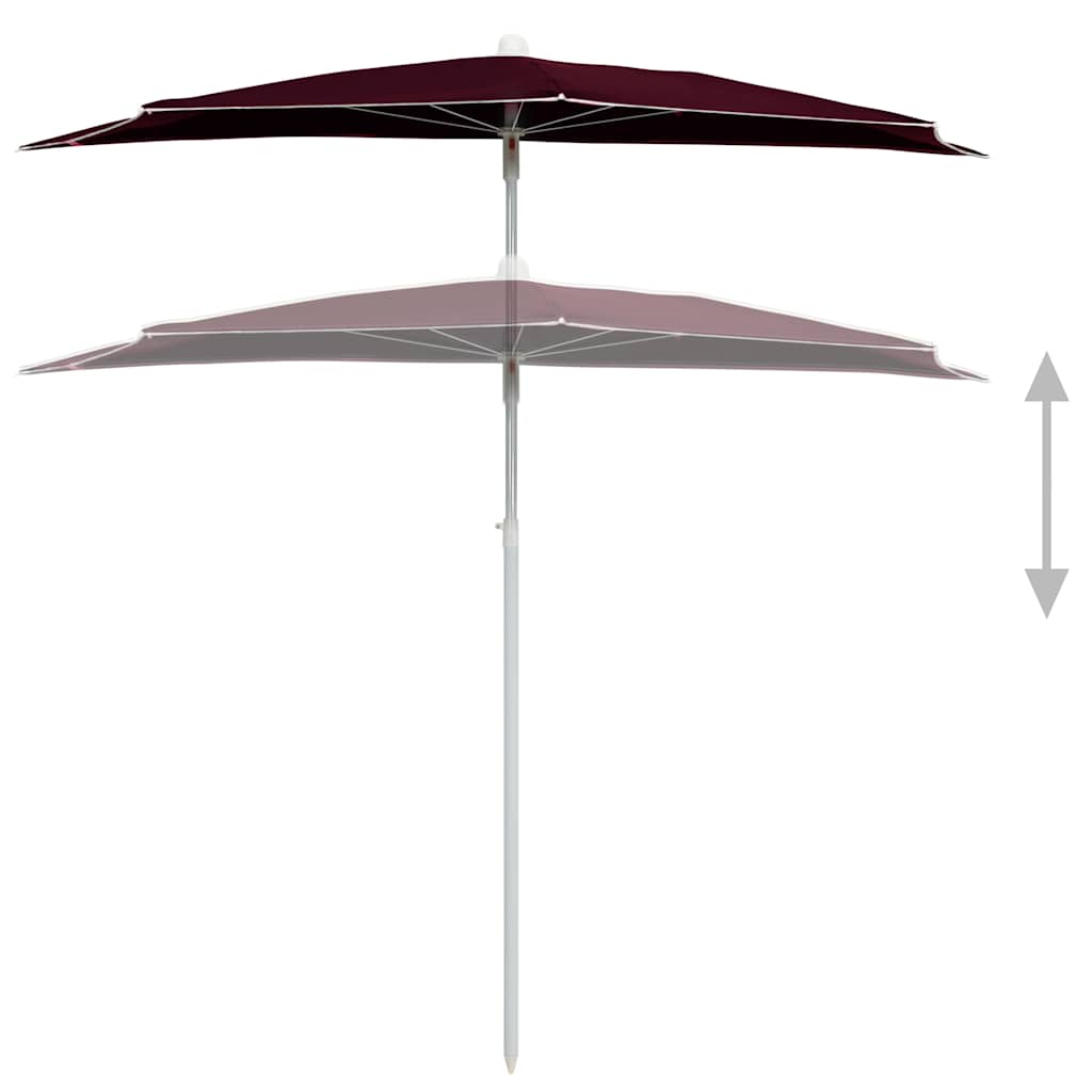 Ombrellone Semicircolare da Giardino con Palo 180x90 cm Bordò