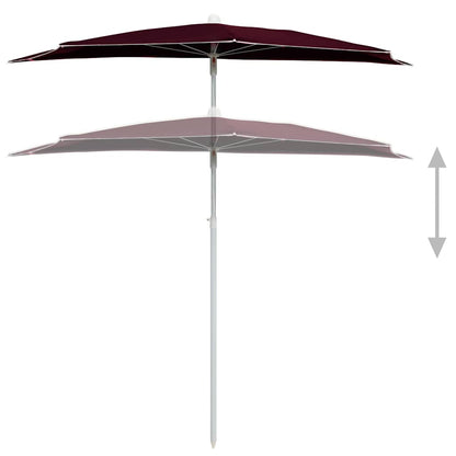 Ombrellone Semicircolare da Giardino con Palo 180x90 cm Bordò