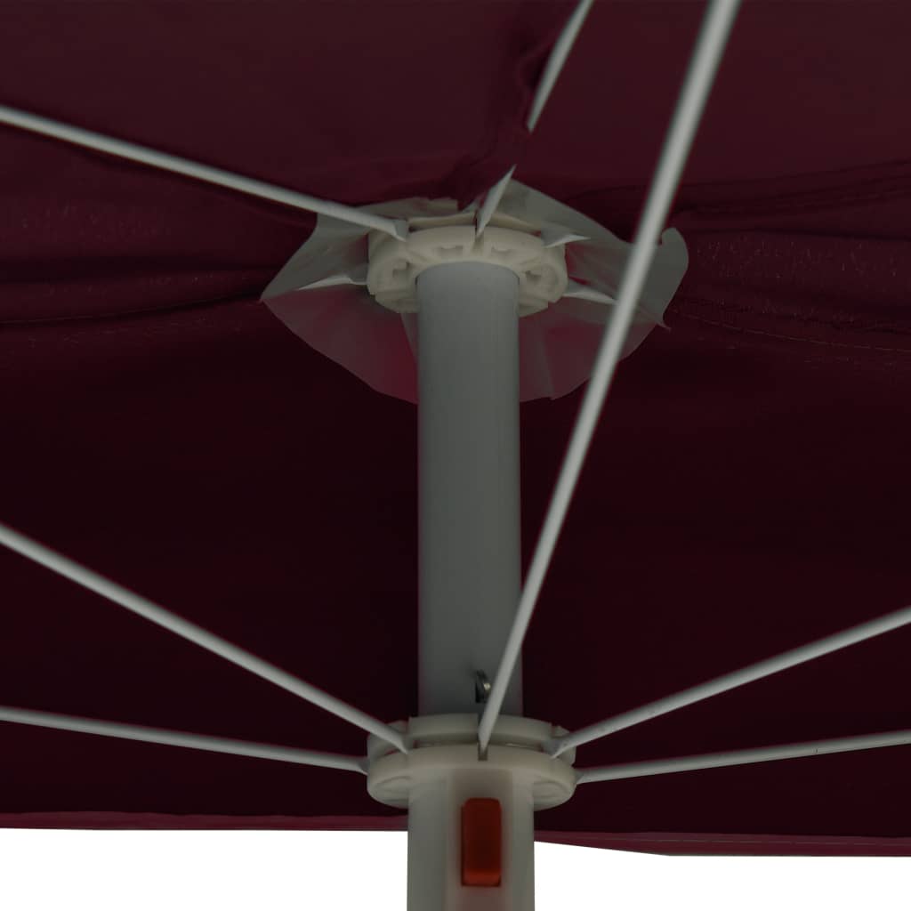 Ombrellone Semicircolare da Giardino con Palo 180x90 cm Bordò | homemem39