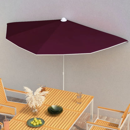 Ombrellone Semicircolare da Giardino con Palo 180x90 cm Bordò | homemem39