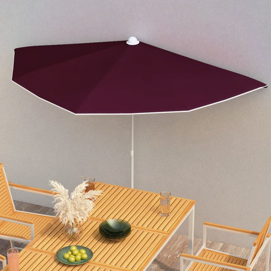 Ombrellone Semicircolare da Giardino con Palo 180x90 cm Bordò | homemem39