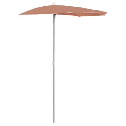 Ombrellone Semicircolare da Giardino e Palo 180x90cm Terracotta | homemem39