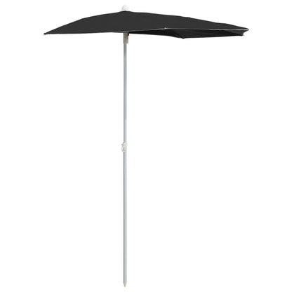 Ombrellone Semicircolare da Giardino con Palo 180x90 cm Nero | homemem39