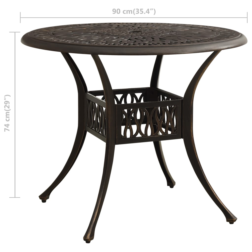 Tavolo da Giardino Bronzo 90x90x74 cm in Alluminio Pressofuso | homemem39