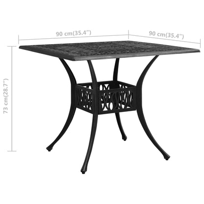 Tavolo da Giardino Nero 90x90x73 cm in Alluminio Pressofuso | homemem39