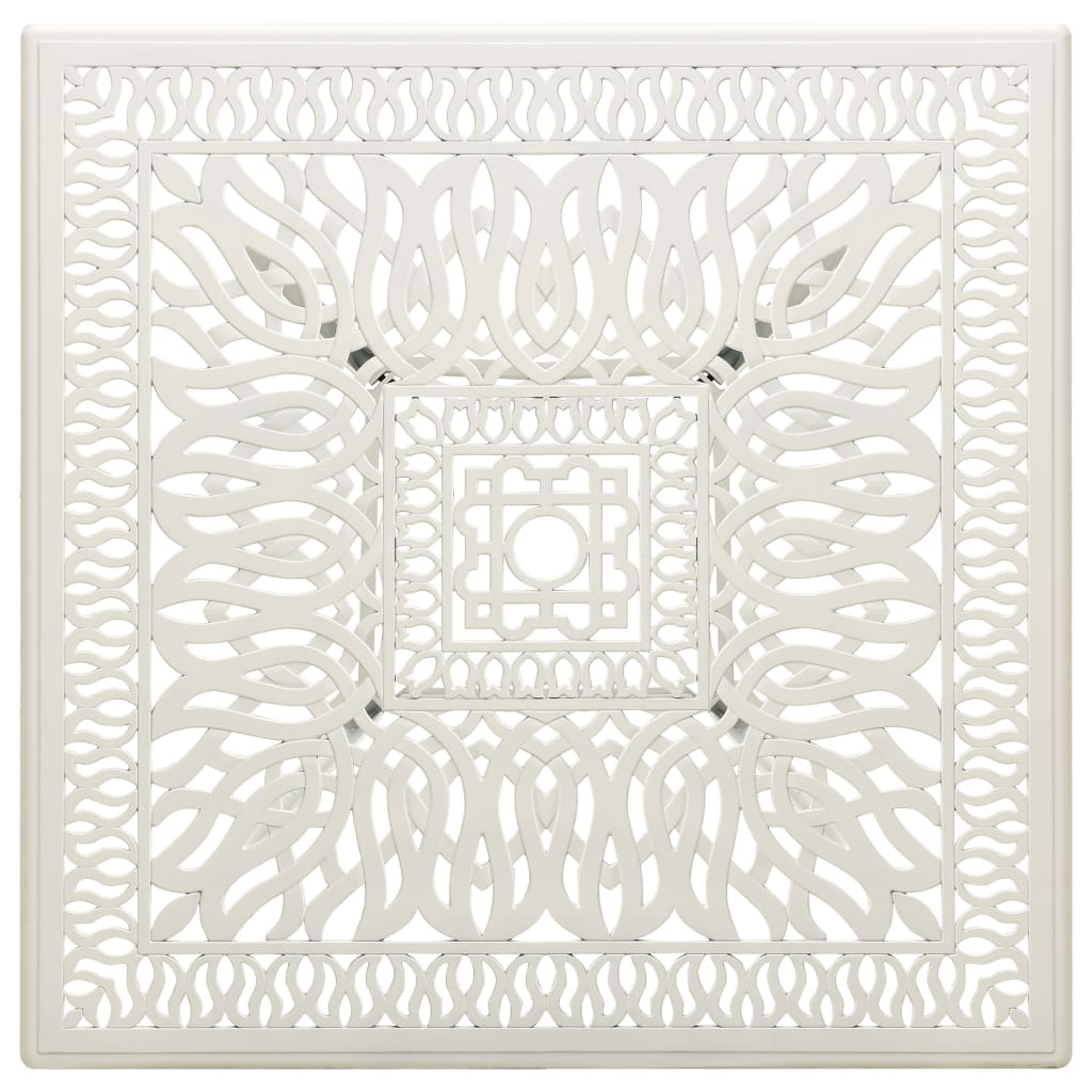 Tavolo da Giardino Bianco 90x90x73 cm in Alluminio Pressofuso | homemem39