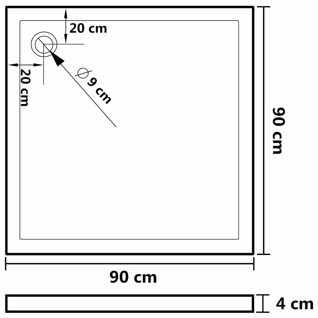 Piatto Doccia Quadrato in ABS 90x90 cm - homemem39