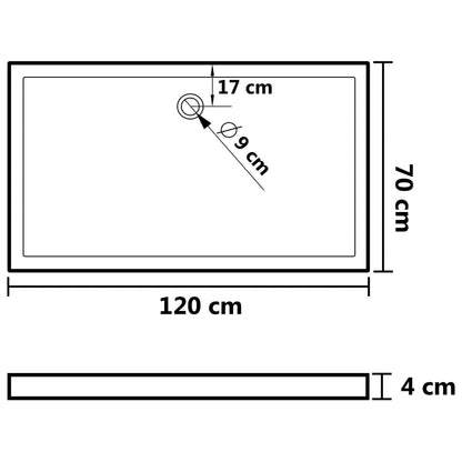 Piatto Doccia in ABS Rettangolare Bianco 70x120 cm - homemem39