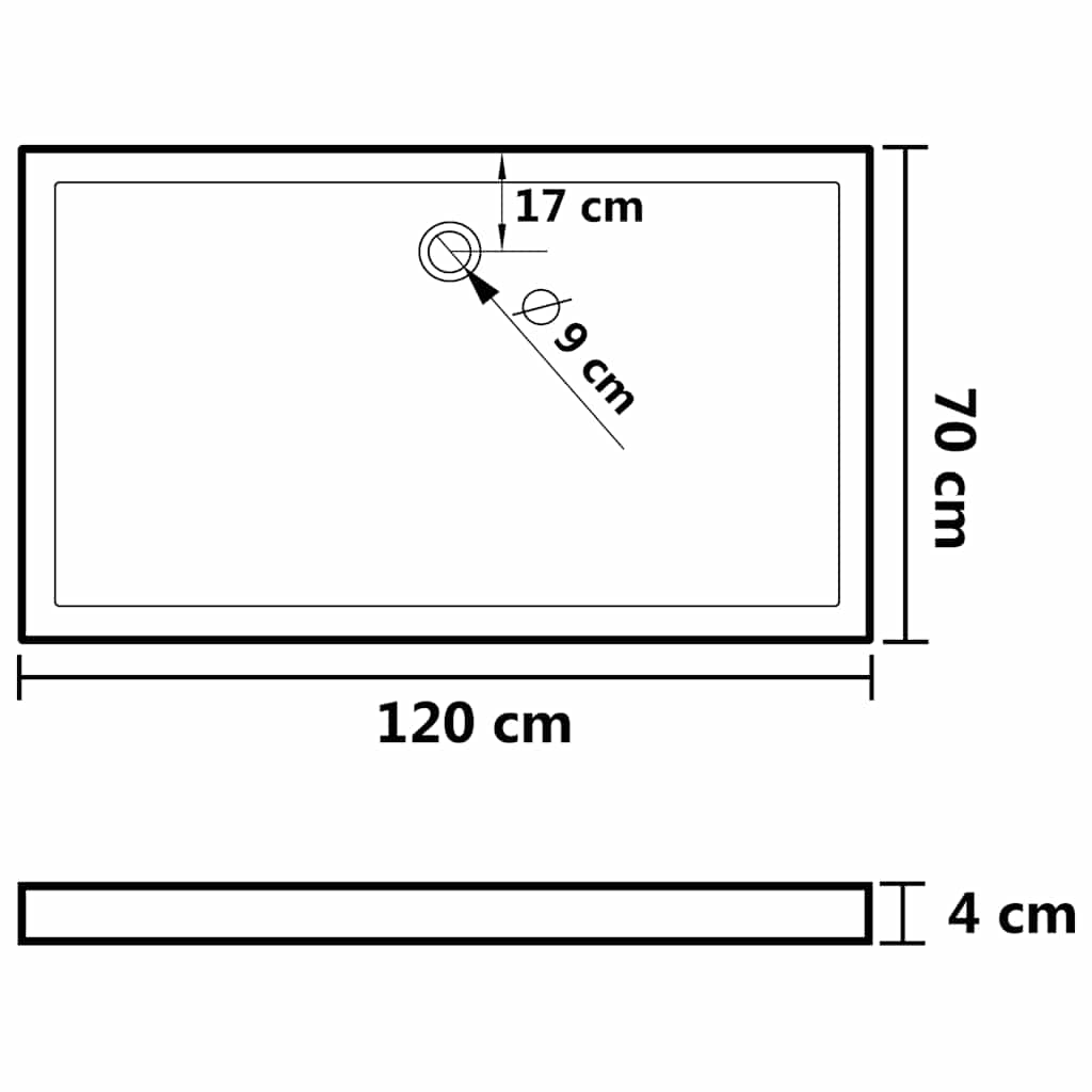 Piatto Doccia in ABS Rettangolare Bianco 70x120 cm - homemem39