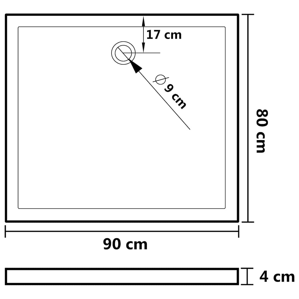 Piatto Doccia in ABS Rettangolare Bianco 80x90 cm - homemem39