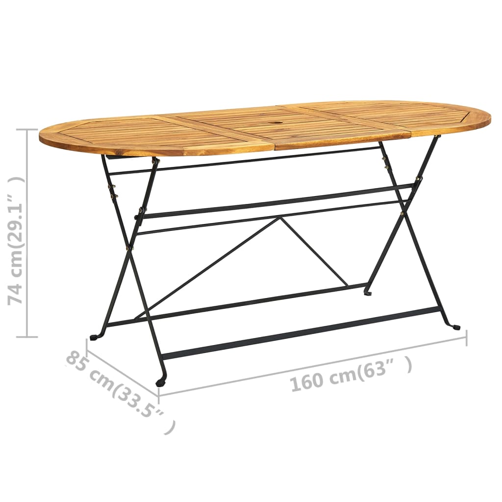 Set da Pranzo Pieghevole per Giardino 9pz in Massello di Acacia - homemem39