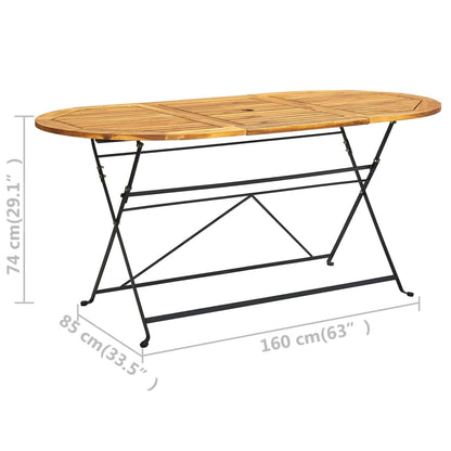 Set da Pranzo Pieghevole per Giardino 9pz in Massello di Acacia - homemem39