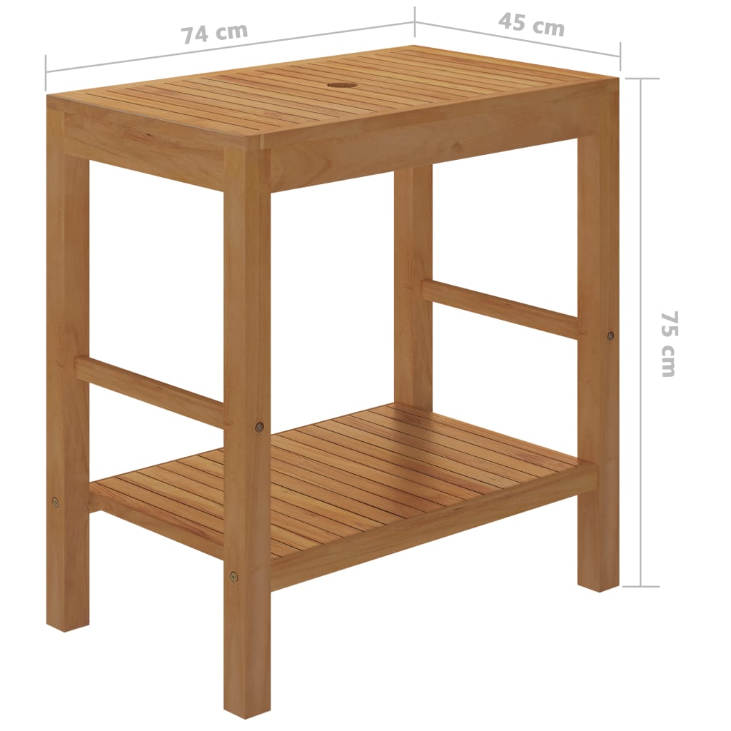 Armadietto da Bagno in Legno di Teak con Lavabo in Marmo Nero | homemem39