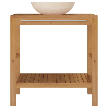 Armadietto da Bagno in Legno di Teak con Lavabo in Marmo Crema | homemem39