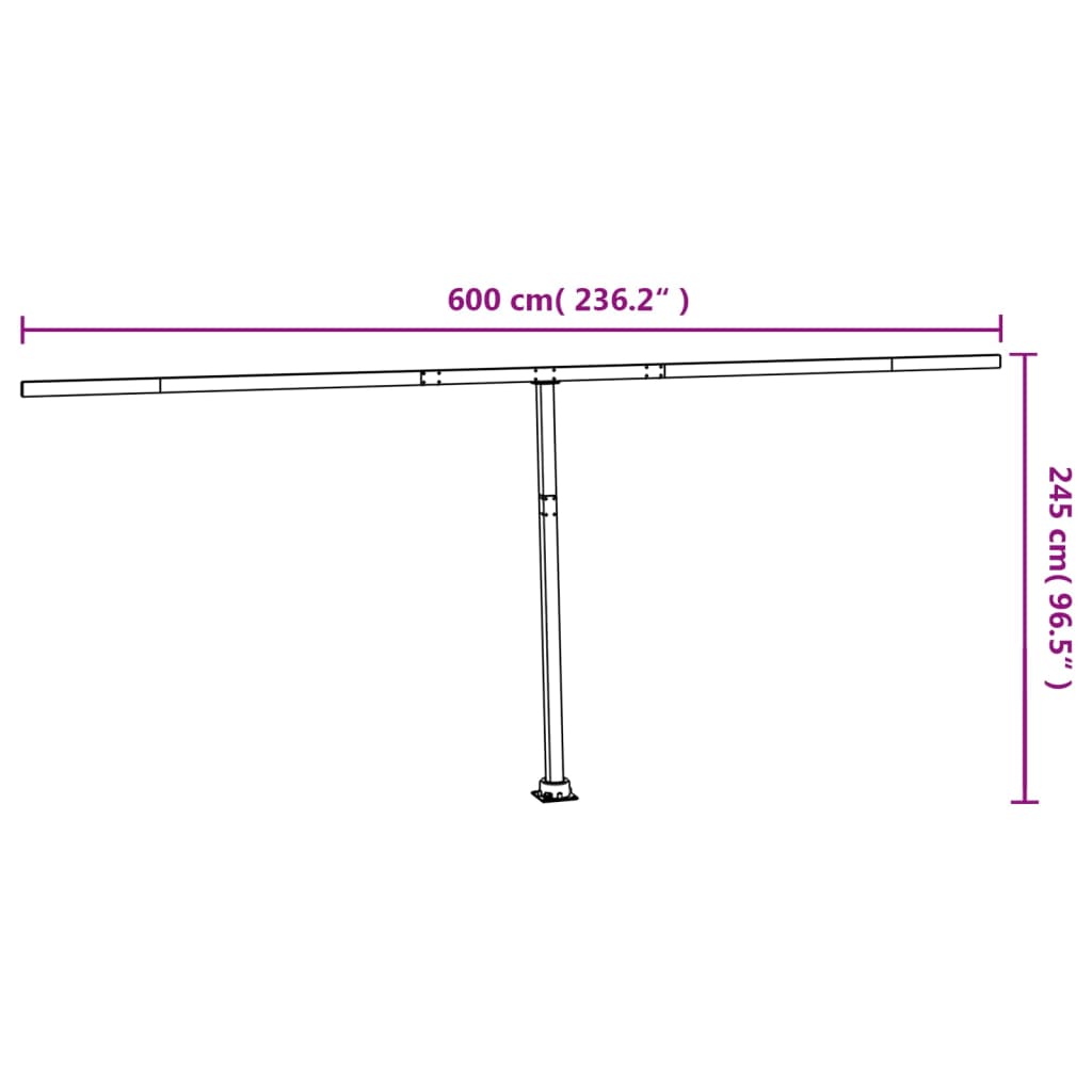 Set Pali per Tenda da Sole Antracite 600x245 cm Ferro - homemem39