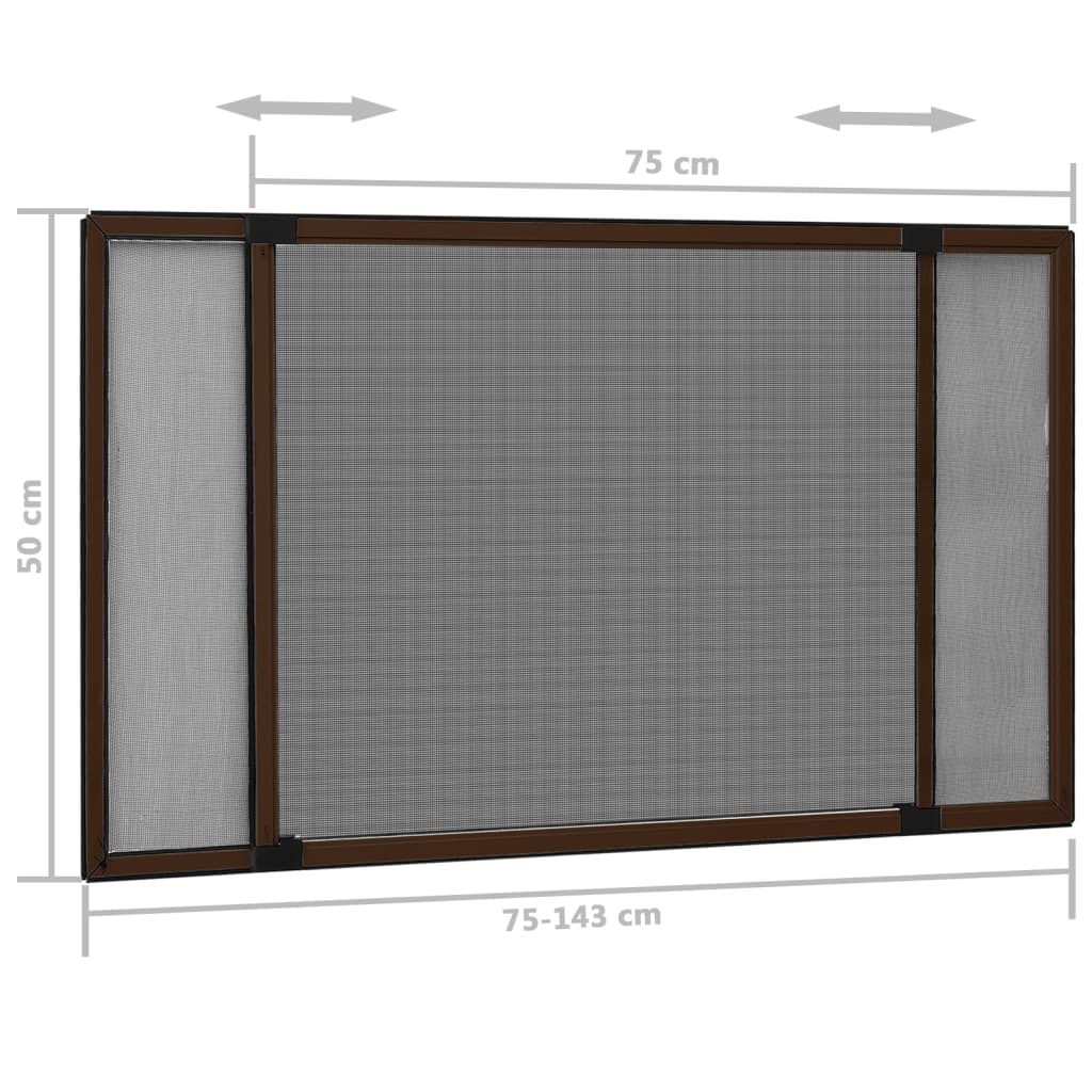 Zanzariera Allungabile per Finestre Marrone (75-143)x50 cm