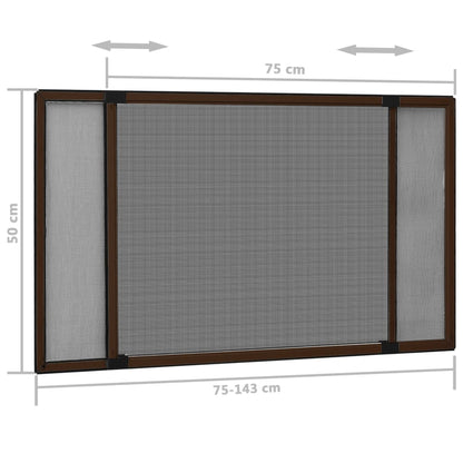 Zanzariera Allungabile per Finestre Marrone (75-143)x50 cm