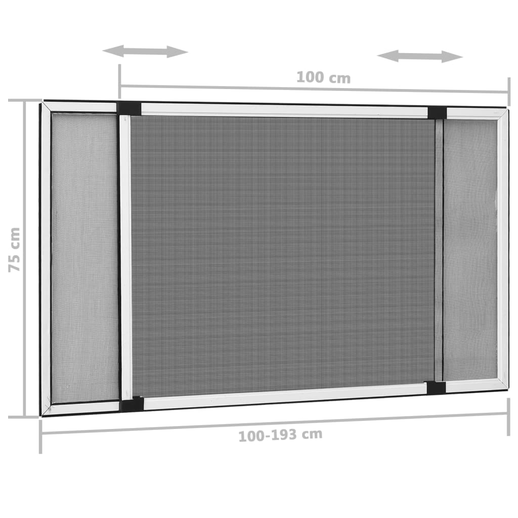 Zanzariera Allungabile per Finestre Bianca (100-193)x75 cm