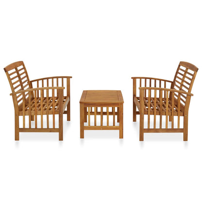 Set Divani da Giardino 3 pz in Legno Massello di Acacia