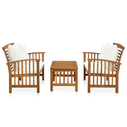 Set Divani da Giardino 3 pz con Cuscini in Massello di Acacia - homemem39