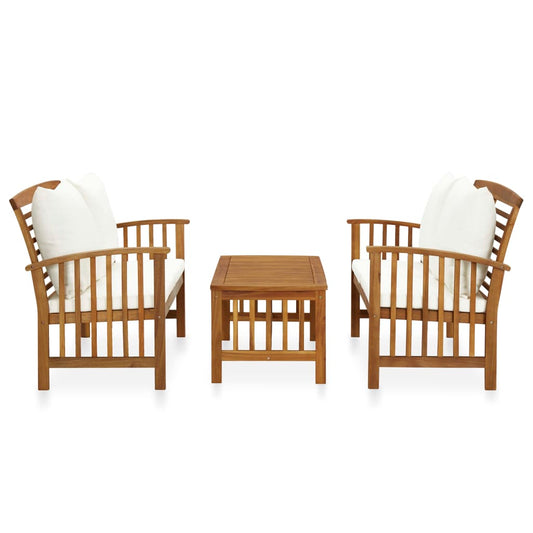 Set Divani da Giardino 3 pz con Cuscini in Massello di Acacia - homemem39