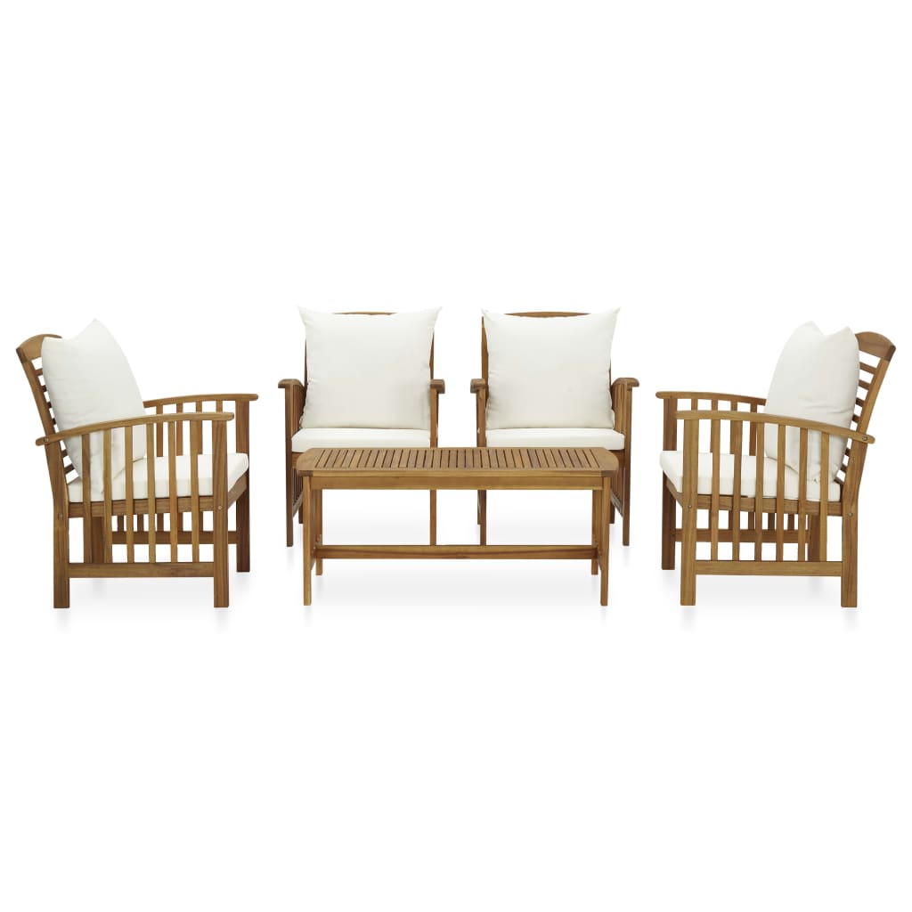 Set Divani da Giardino 5 pz con Cuscini in Massello di Acacia - homemem39