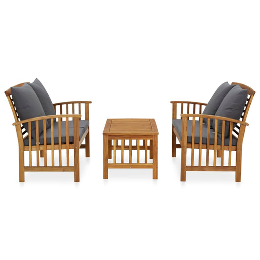 Set Divani da Giardino 3 pz con Cuscini in Massello di Acacia - homemem39