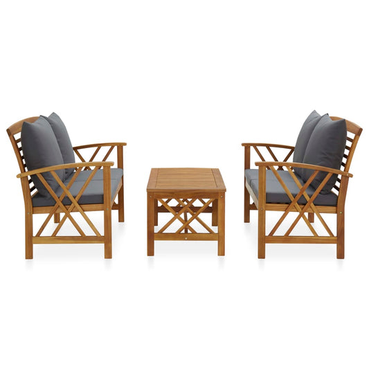 Set Divani da Giardino 3 pz con Cuscini in Massello di Acacia - homemem39