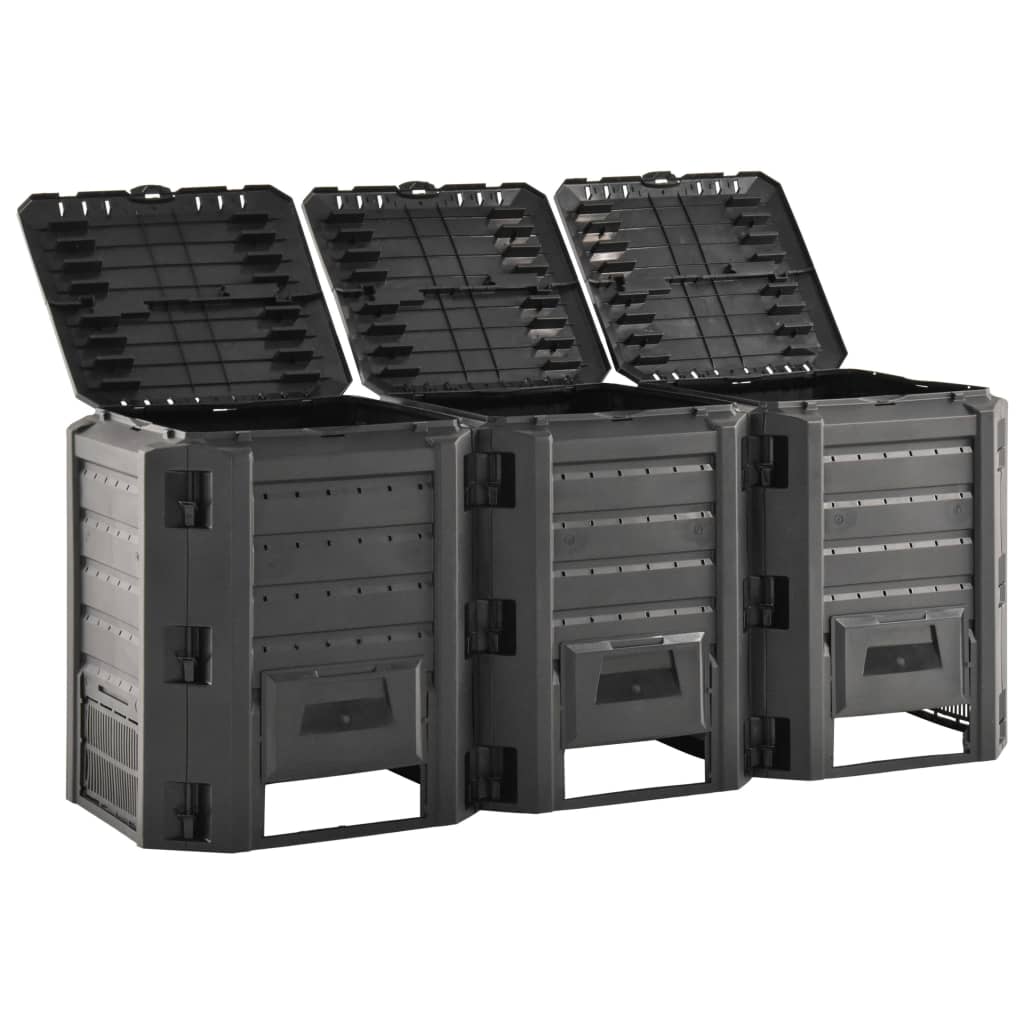 Compostiera da Giardino Nera 1200 L | homemem39