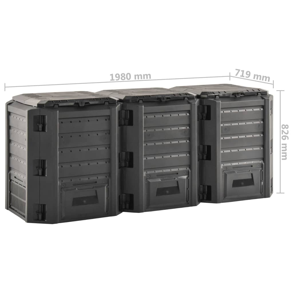 Compostiera da Giardino Nera 1200 L | homemem39