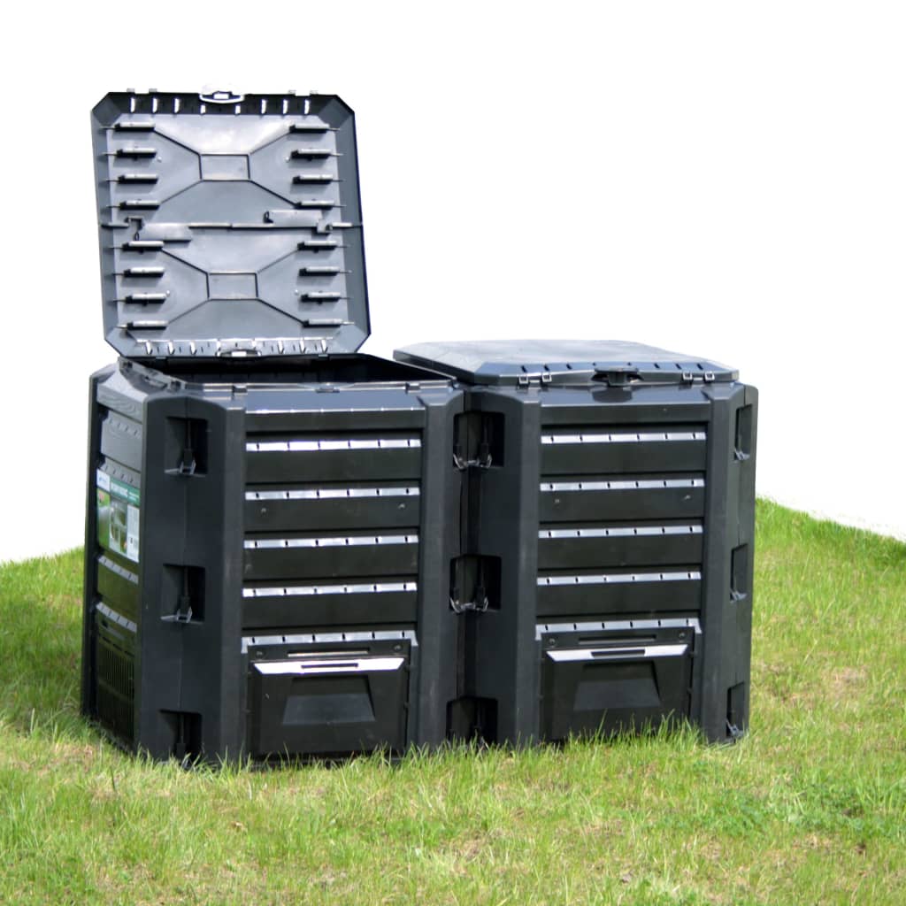 Compostiera da Giardino Nera 1200 L | homemem39