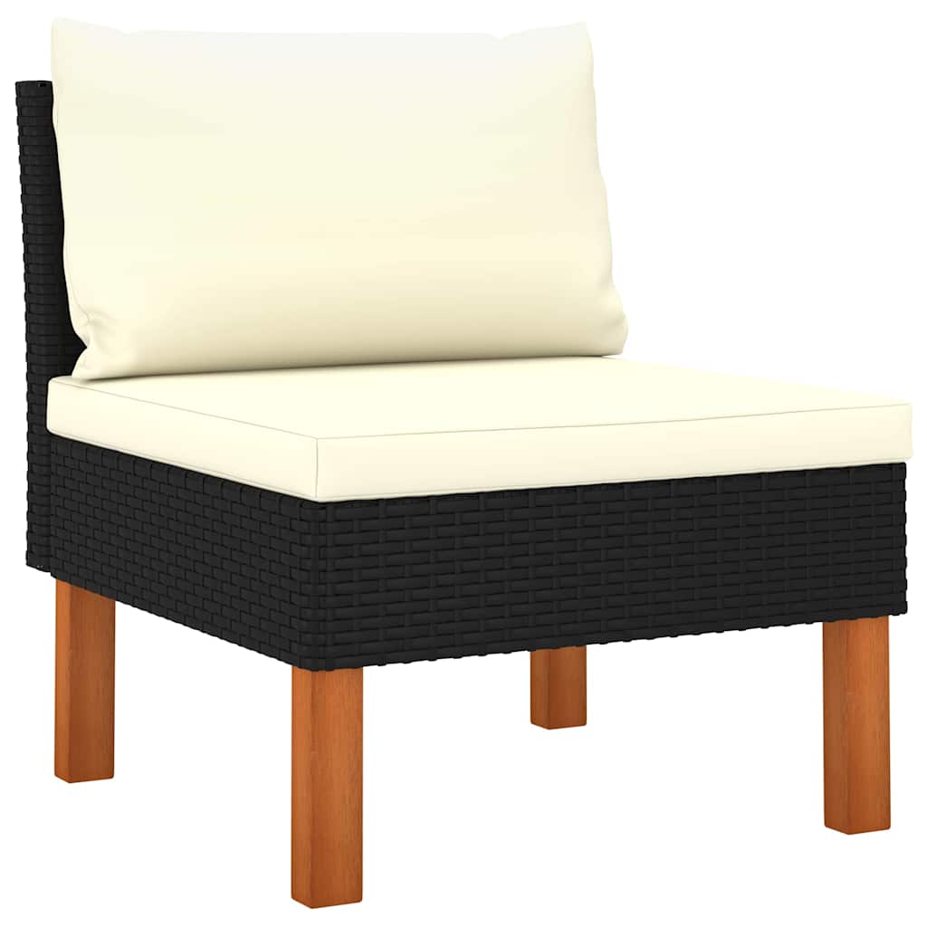 Set di Divani da Giardino 3 pz Polyrattan Massello di Eucalipto