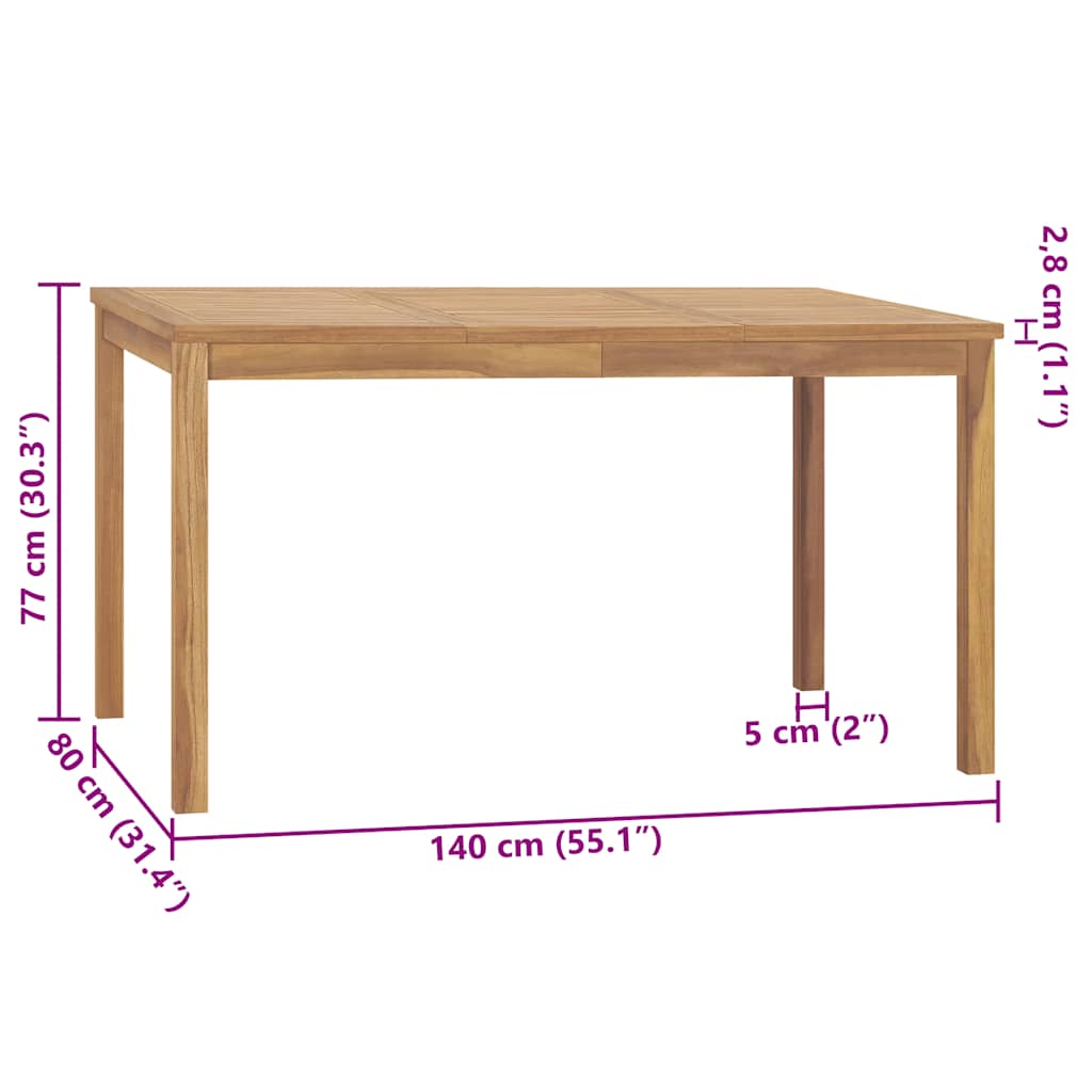 Tavolo da Pranzo da Giardino 140x80x77 cm in Massello di Teak | homemem39