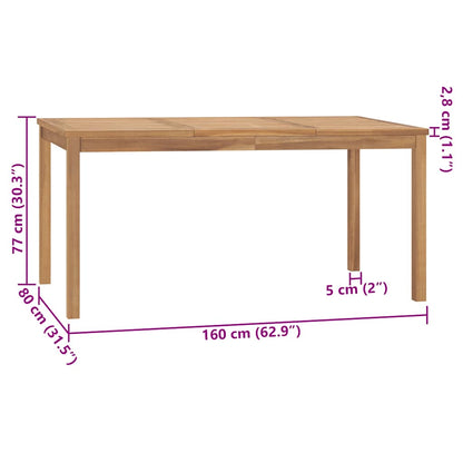 Tavolo da Pranzo da Giardino 160x80x77 cm in Massello di Teak | homemem39
