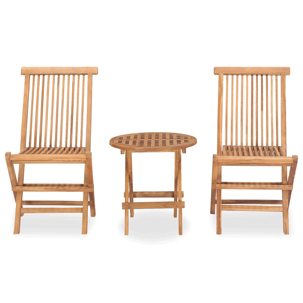 Set da Pranzo da Giardino Pieghevole 3 pz in Massello di Teak | homemem39