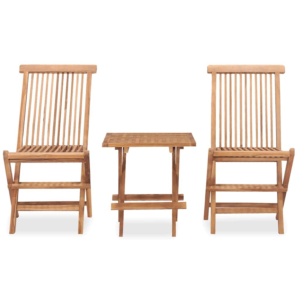 Set da Pranzo da Giardino Pieghevole 3 pz in Massello di Teak | homemem39