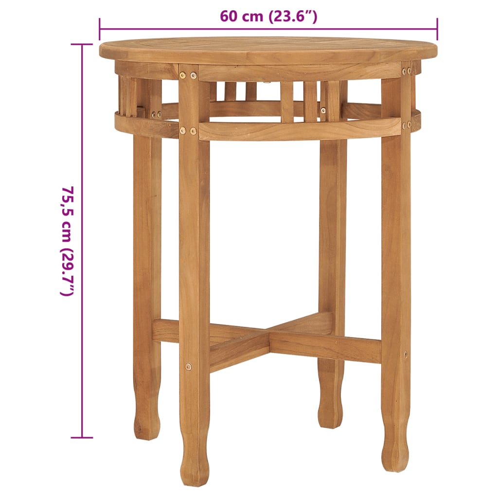 Tavolo da Bistrot Ø60x75,5 cm in Legno Massello di Teak | homemem39