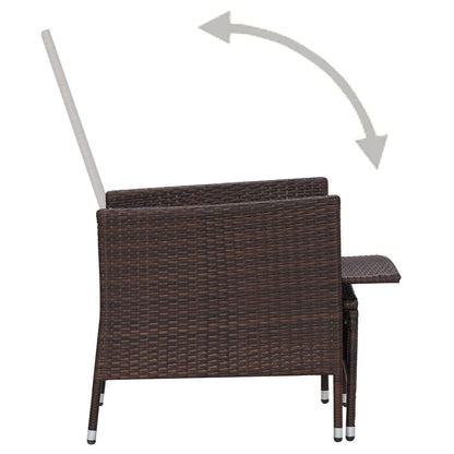 Set Divani da Giardino 3 pz con Cuscini in Polyrattan Marrone - homemem39