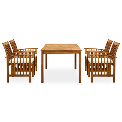 Set da Pranzo da Giardino 5 pz con Cuscini Massello di Acacia - homemem39