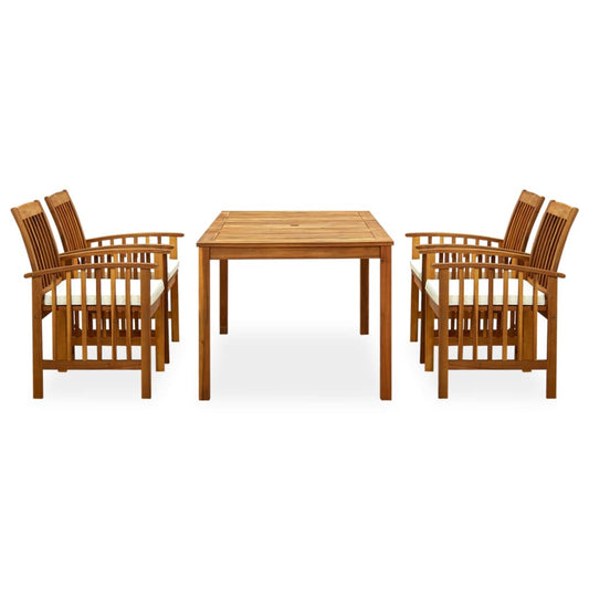 Set da Pranzo da Giardino 5 pz con Cuscini Massello di Acacia - homemem39