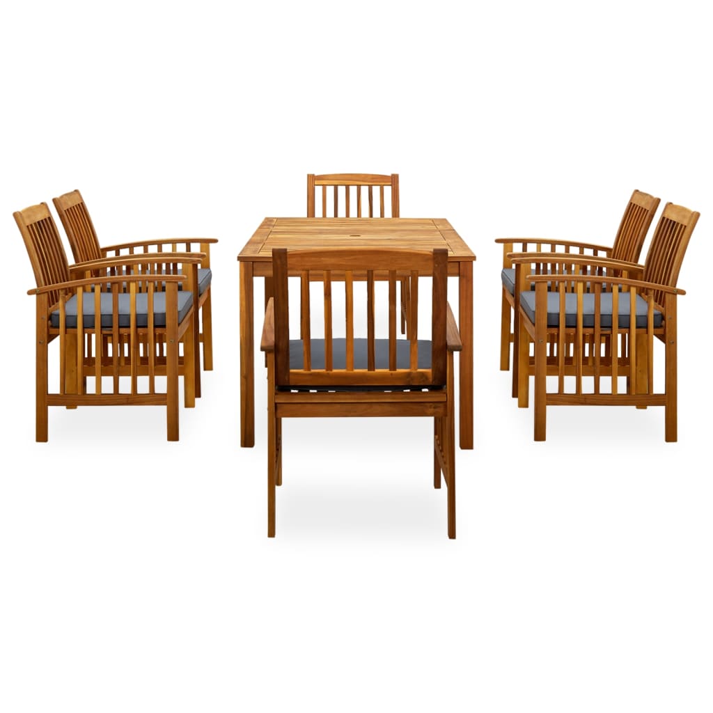Set da Pranzo da Giardino 7 pz con Cuscini Massello di Acacia - homemem39