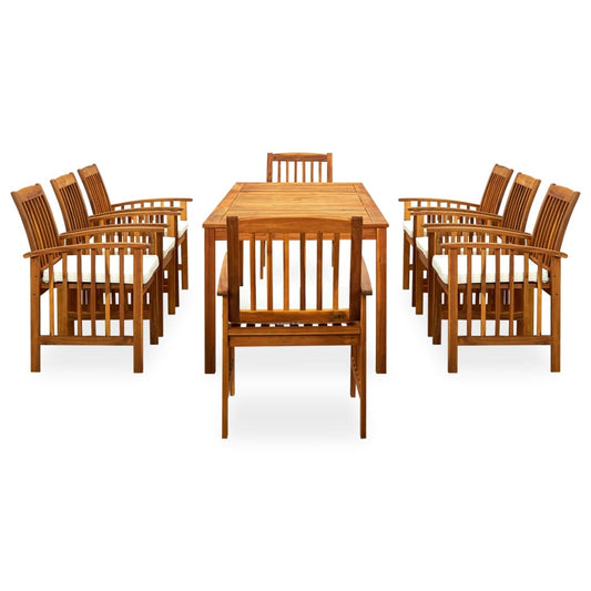 Set da Pranzo da Giardino 9 pz con Cuscini Massello di Acacia - homemem39