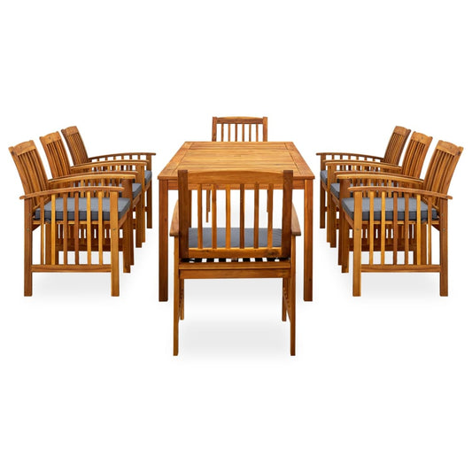 Set da Pranzo da Giardino 9 pz con Cuscini Massello di Acacia - homemem39