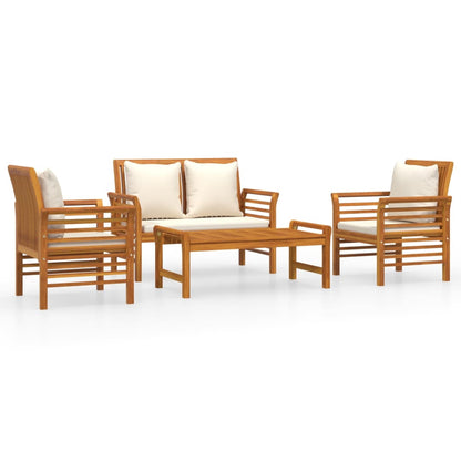 Set Salotto da Giardino 4pz con Cuscini Legno Massello Acacia - homemem39