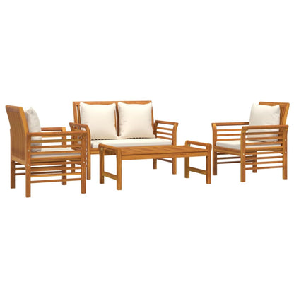 Set Salotto da Giardino 4pz con Cuscini Legno Massello Acacia | homemem39