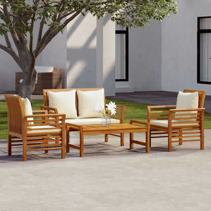 Set Salotto da Giardino 4pz con Cuscini Legno Massello Acacia - homemem39