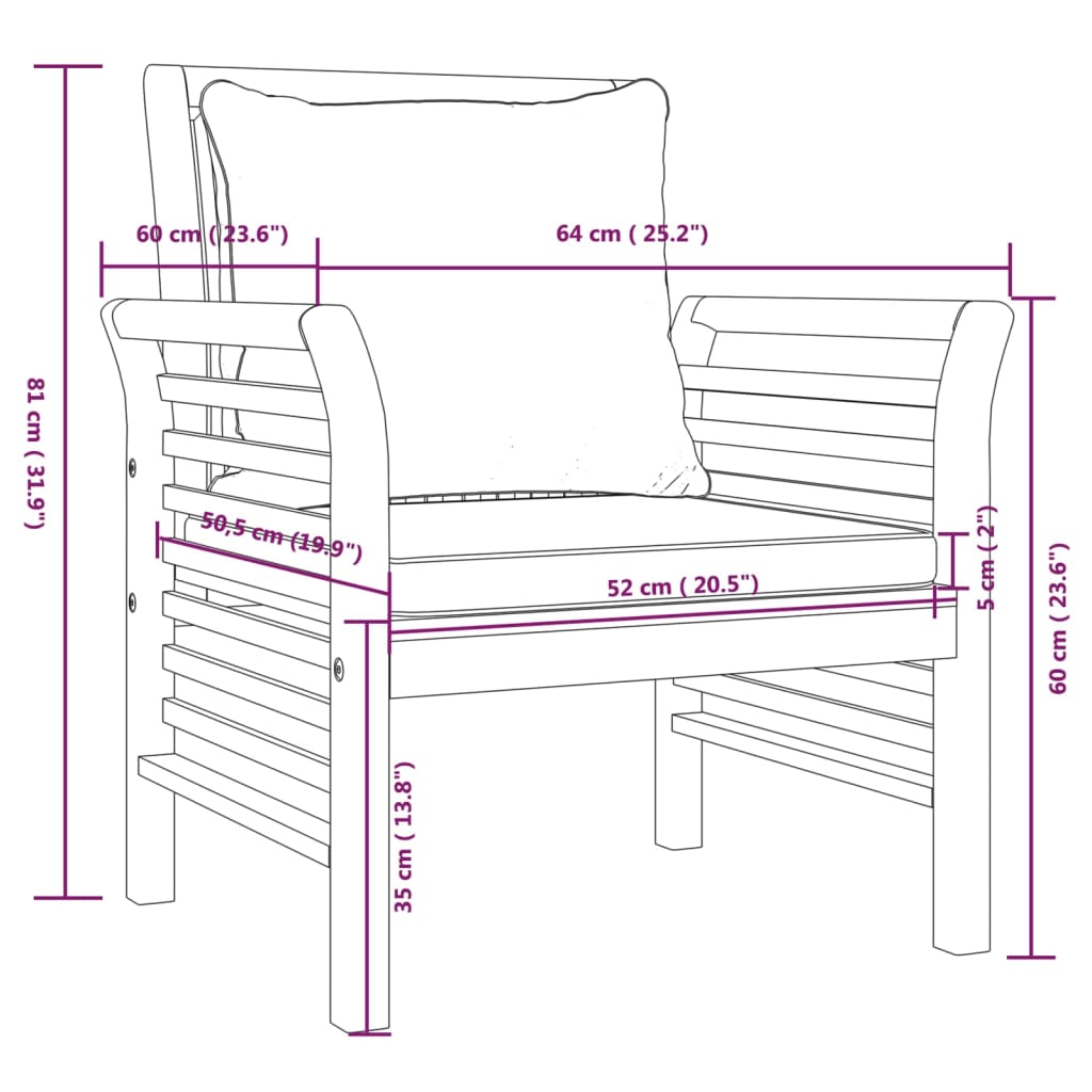 Set Salotto da Giardino 5 pz con Cuscini Legno Massello Acacia | homemem39