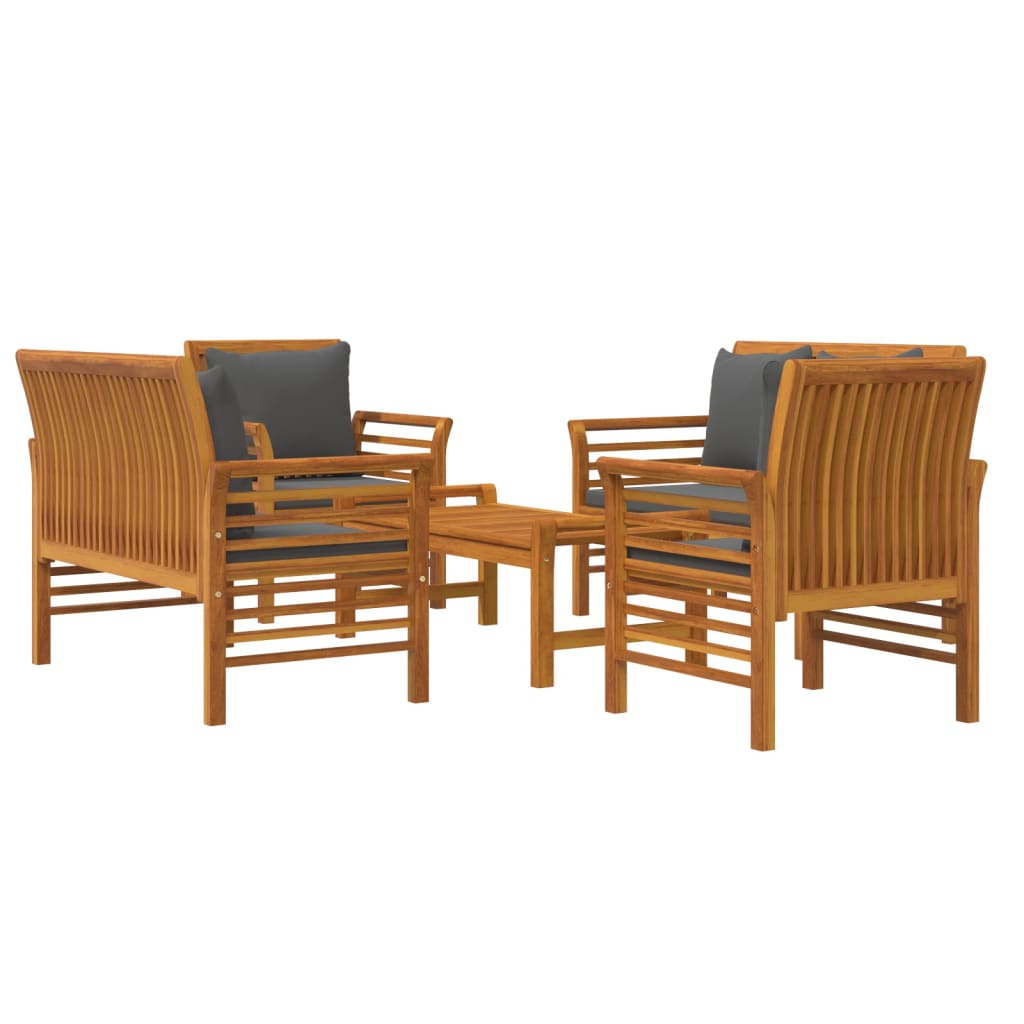Set Salotto da Giardino 5 pz con Cuscini Legno Massello Acacia | homemem39