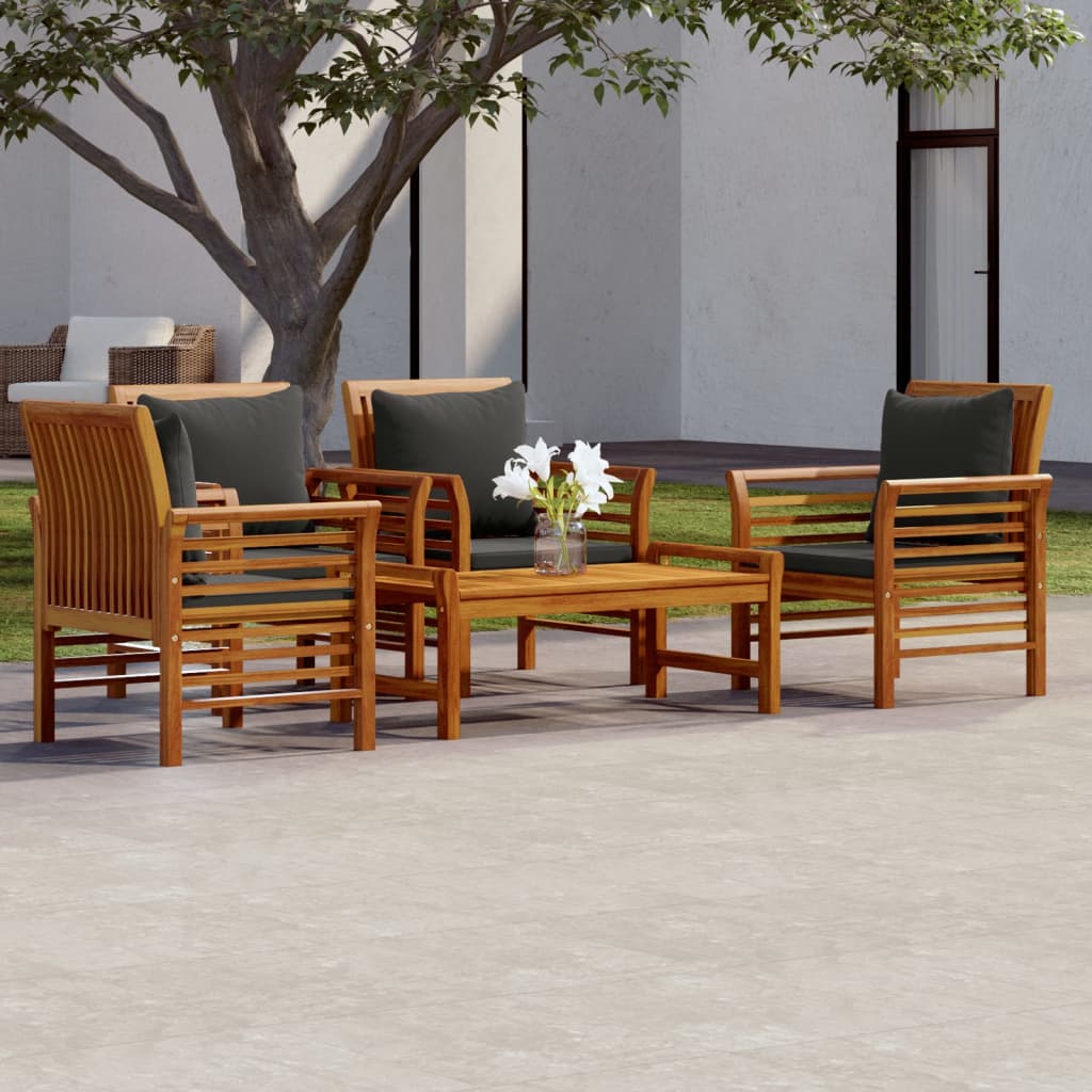Set Salotto da Giardino 5 pz con Cuscini Legno Massello Acacia - homemem39